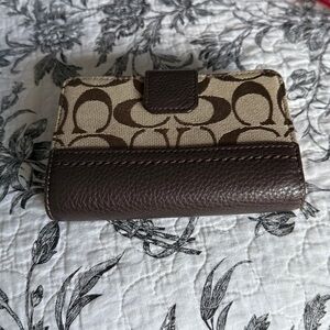 Coach Brown and Tan Canvas Wallet